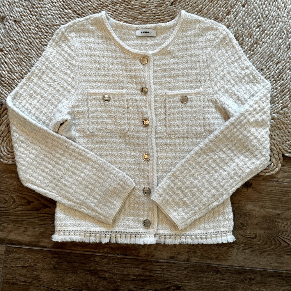 Sandro Emilie Tweed Cardigan